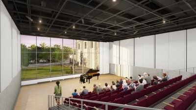 Interior rendering of a performance space in CID
