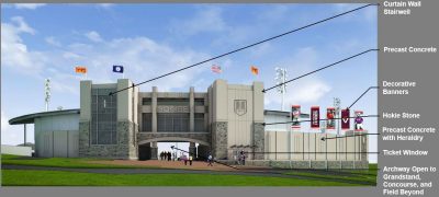 A concept rendering of the planned baseball clubhouse during the daytime