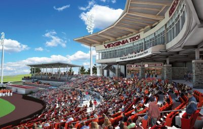 A rendering of the planned baseball clubhouse grandstand