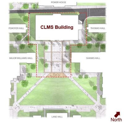 Location of the new Corps Leadership and Military Science (CLMS) Building.