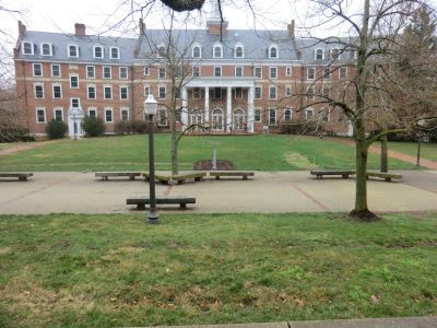 The existing plaza between the Graduate Life Center and Squires Student Center.