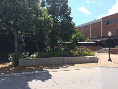 The existing plaza between the Graduate Life Center and Squires Student Center.