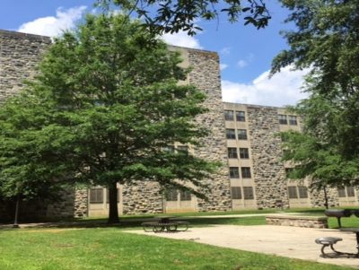 The existing view of O'Shaughnessy Hall from the east.