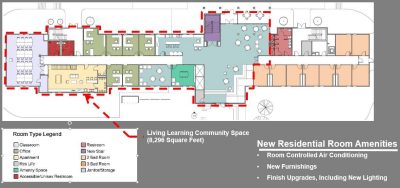 O'Shaughnessy Hall first floor plan. Rendering provided by Moseley Architects.