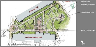 O'Shaughnessy Hall Renovation site plan provided by Moseley Architects.