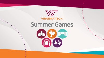 Image showing the Virginia Tech Summer Games rings which starts May 20. Graphic by Joey Fountain for Virginia Tech.