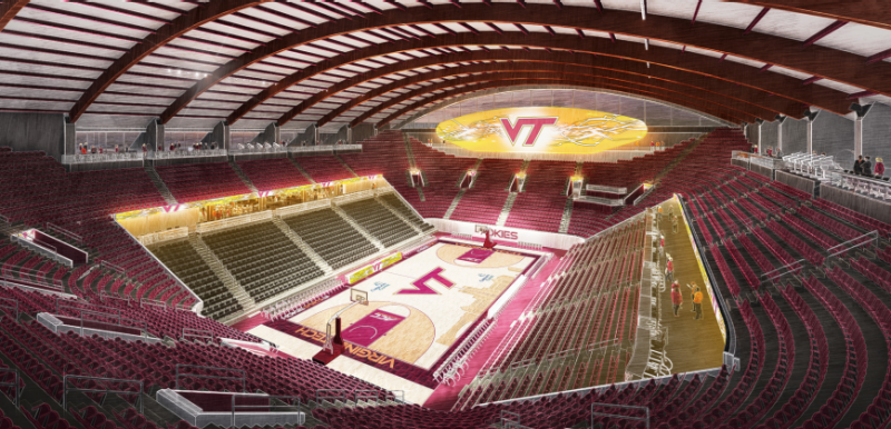 Cassell Coliseum Interior Rendering of court vantage