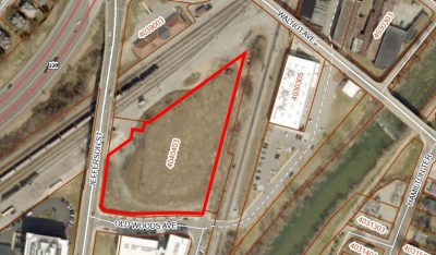 A map view with a red outline near Walnut Ave