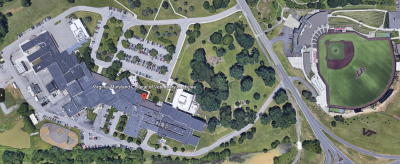 An aerial map view of the CVM building area taken from Google Earth