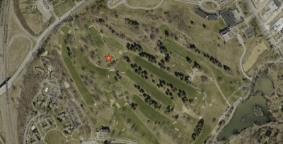 An aerial view of where the new Student Life Village complex will be constructed.