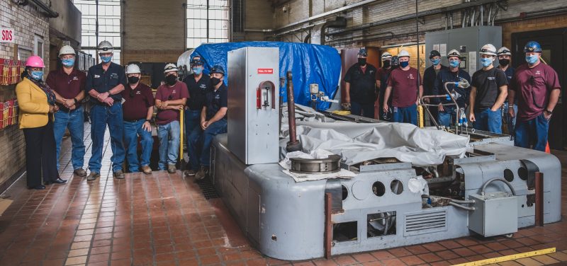 Turbine Overhaul Power Plant employees during turbine overhaul.