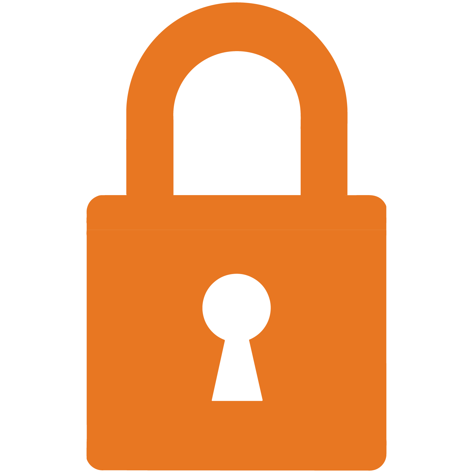 orange icon of a pad lock