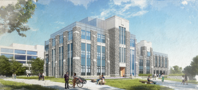 Exterior rendering of Hitt Hall from a south view