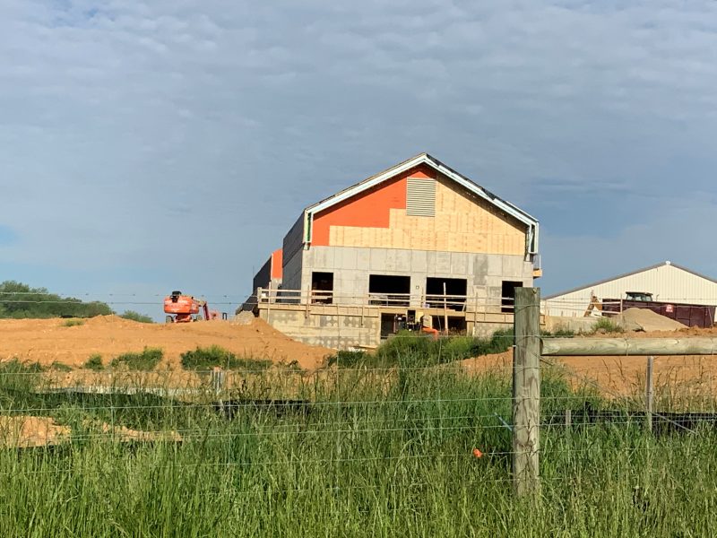 MRL progress - spring 2020. Right side elevation, prior to the prefabricated metal finish being installed with treatment tank containment in the foreground.
