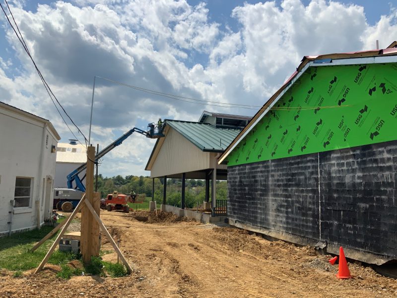 BETR progress - The image captures the nearly completed Arena erection, between the Judging pavilion and the Campbell Arena. 