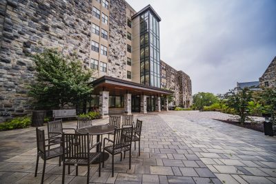 O'Shaugnessy Hall on a rainy day