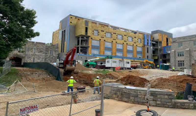 Exterior of Holden Hall construction site
