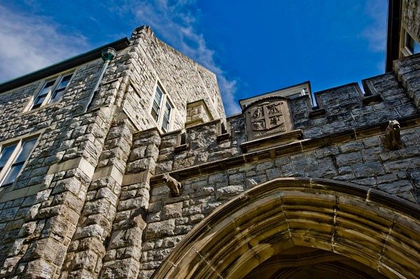 A detail shot of the Hokie Stone on Eggleston Hall.