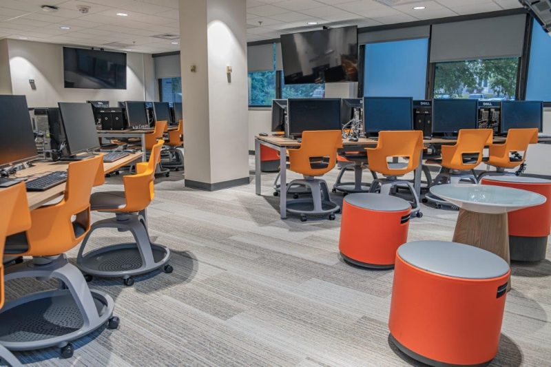 Modern Computer Lab at Wallace Hall with orange seats