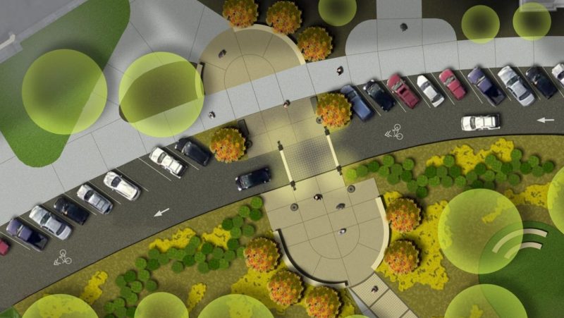 Rendering of the proposed Drillfield parking enhancements (provided by Office of University Planning)