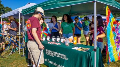 The Office of Sustainability's tent out on the Drillfield at Gobblerfest 2023