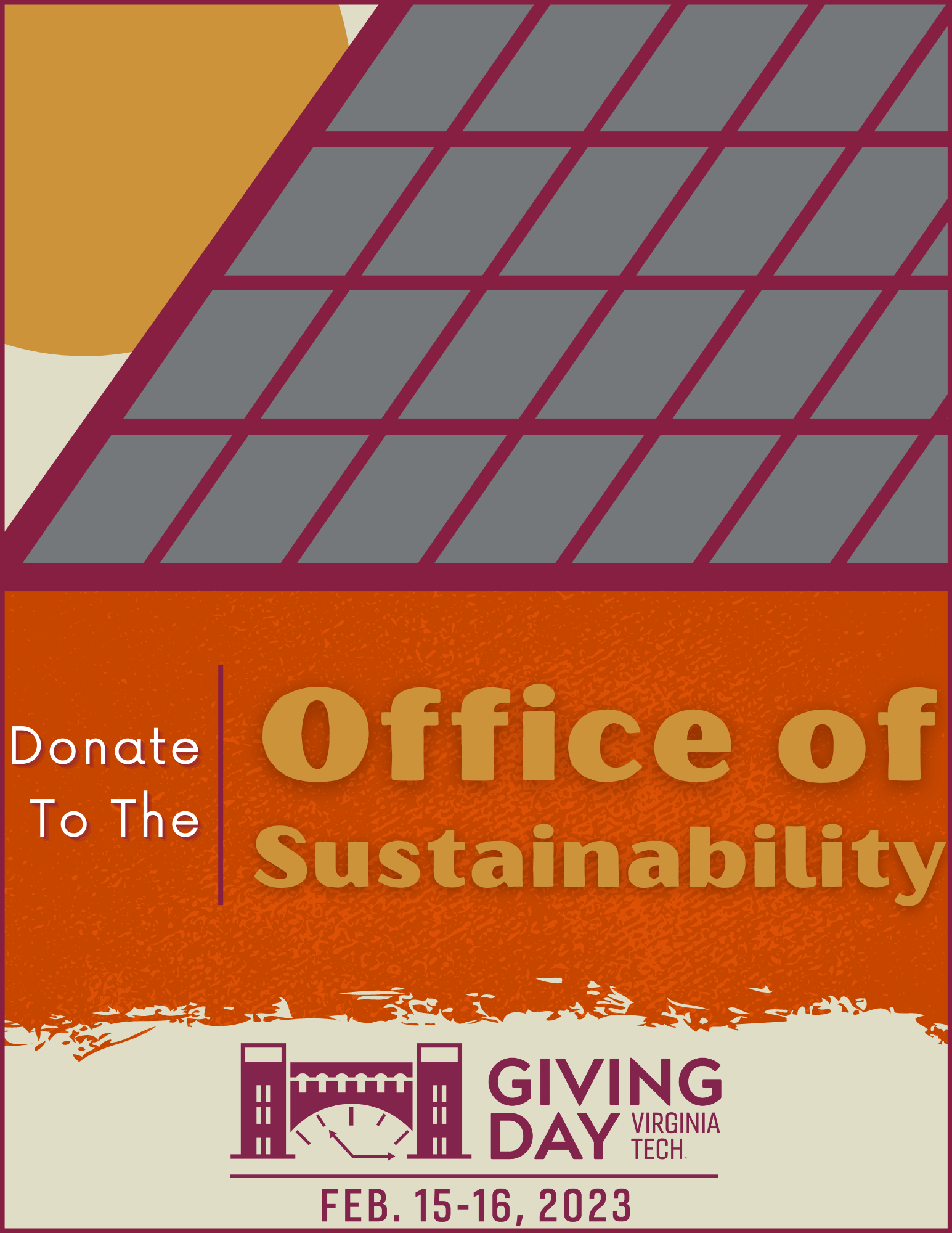 Image says Donate to the Office of Sustainability with solar panel image on top