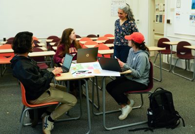 Najla Mouchrek and students working in the course Investigating the Global Eco-social Emergency for Fall 2022.