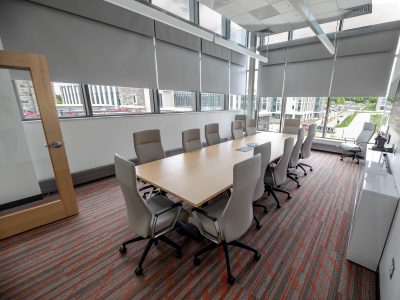 A conference room in Hitt Hall overlooks the North Academic District