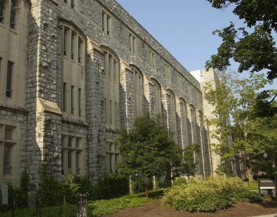 Grey Hokie Stone Hutcheson Hall. 