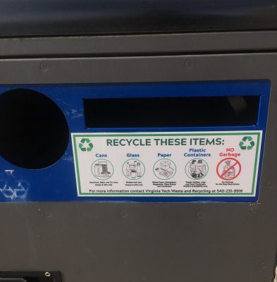 recycling bin on campus